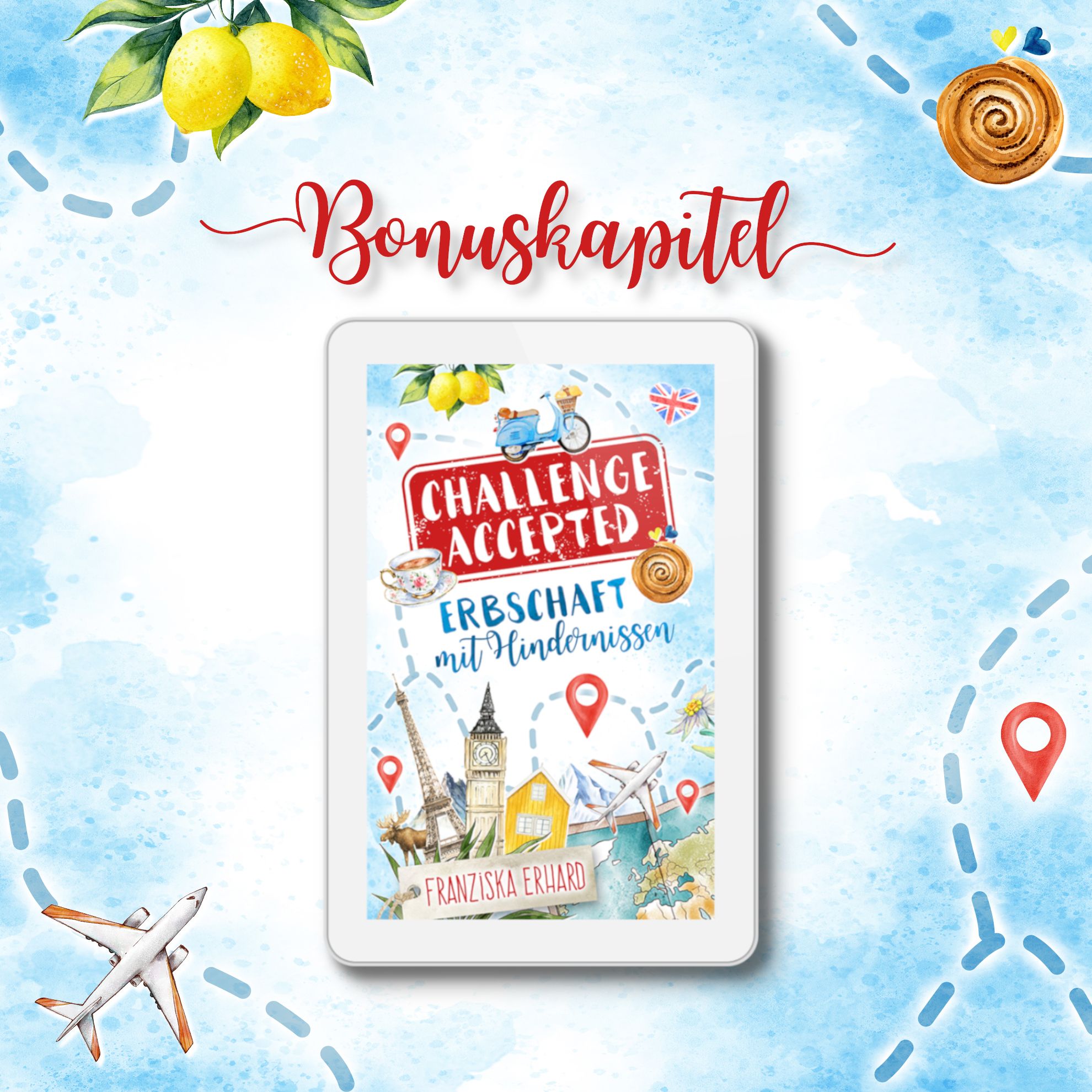 Hier sieht man das Cover zu Challenge accepted! und den Hinweis, dasss es hier zum Binuskapitel geht